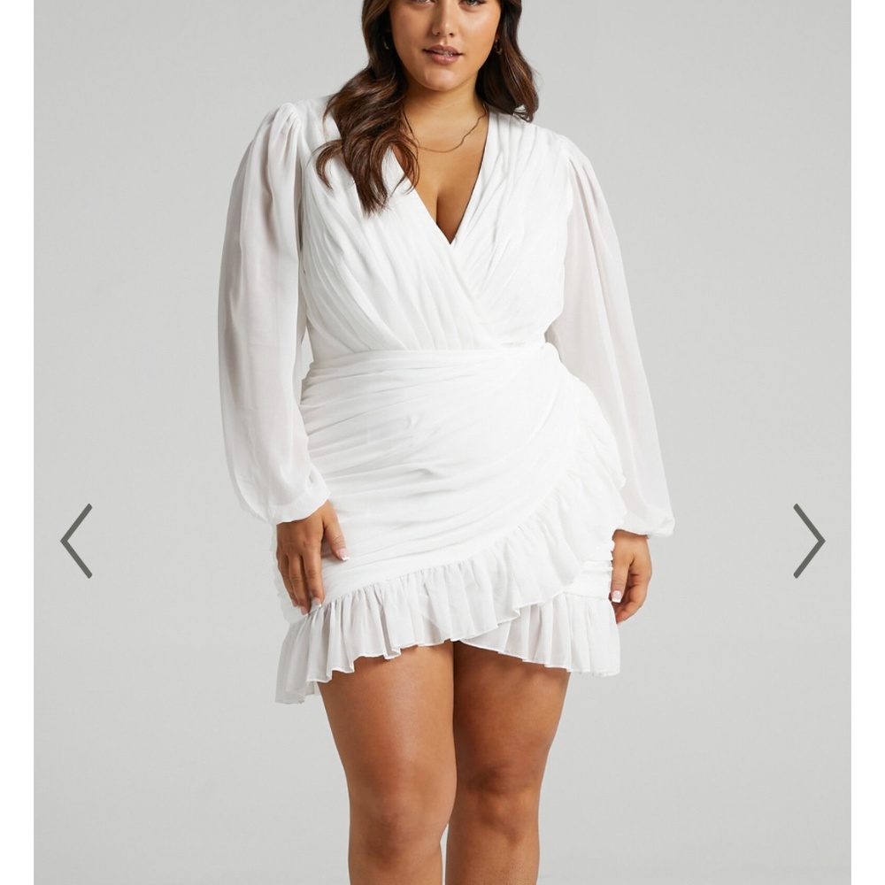 CAN I BE YOUR HONEY MINI DRESS - PLUNGE BALLOON SLEEVE DRESS